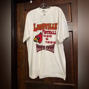 Vintage 1990s Louisville Cardinals Football Adidas Team NWT White T-Shirt Size L
